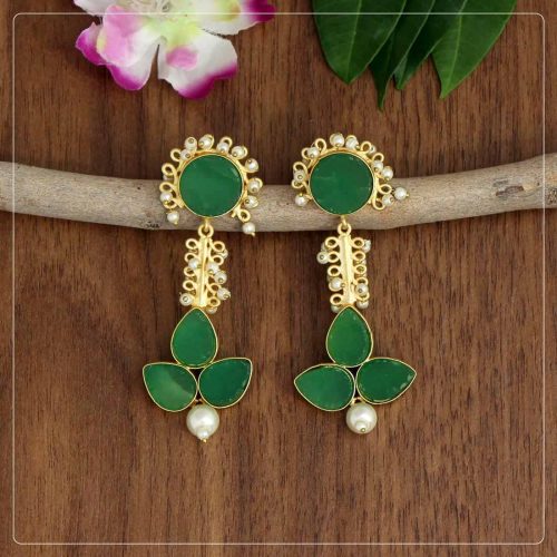 Green Color Amrapali Earrings