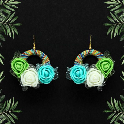 Multi Color Thread Floral Earrings