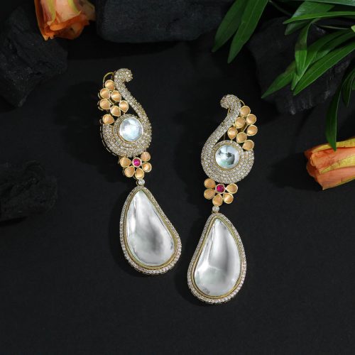 Peach Color American Diamond Earrings