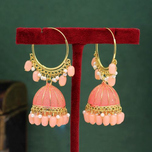 Peach Color Mint Meena Earrings