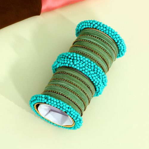 Pista Green Color Thread Bangle Set Size: 2.8