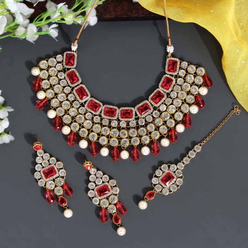 Rani Color Kundan Necklace Set