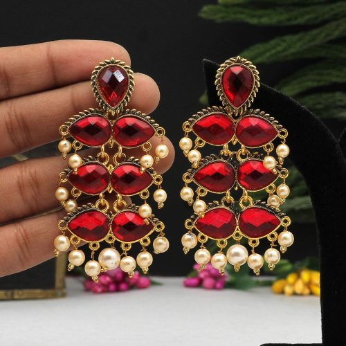Red Color Antique Earrings