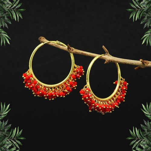 Red Color Antique Hoop Earrings