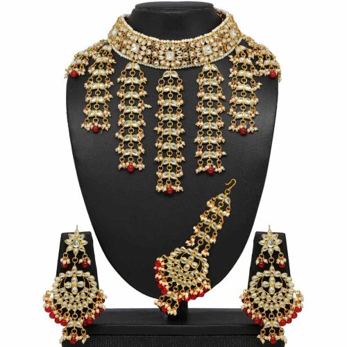 Red Color Kundan Necklace Set